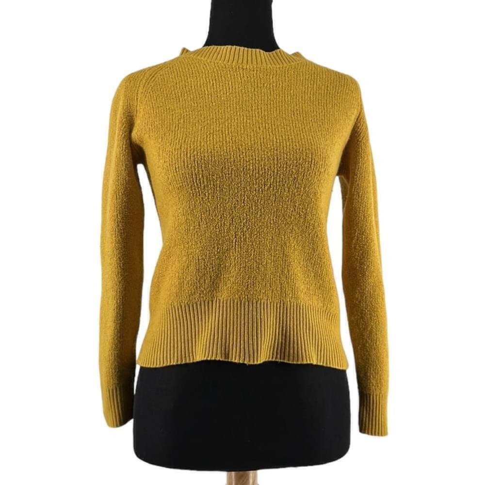 Pomandere sweater wool linen blend yellow minimalist fitted sweater sz 6
